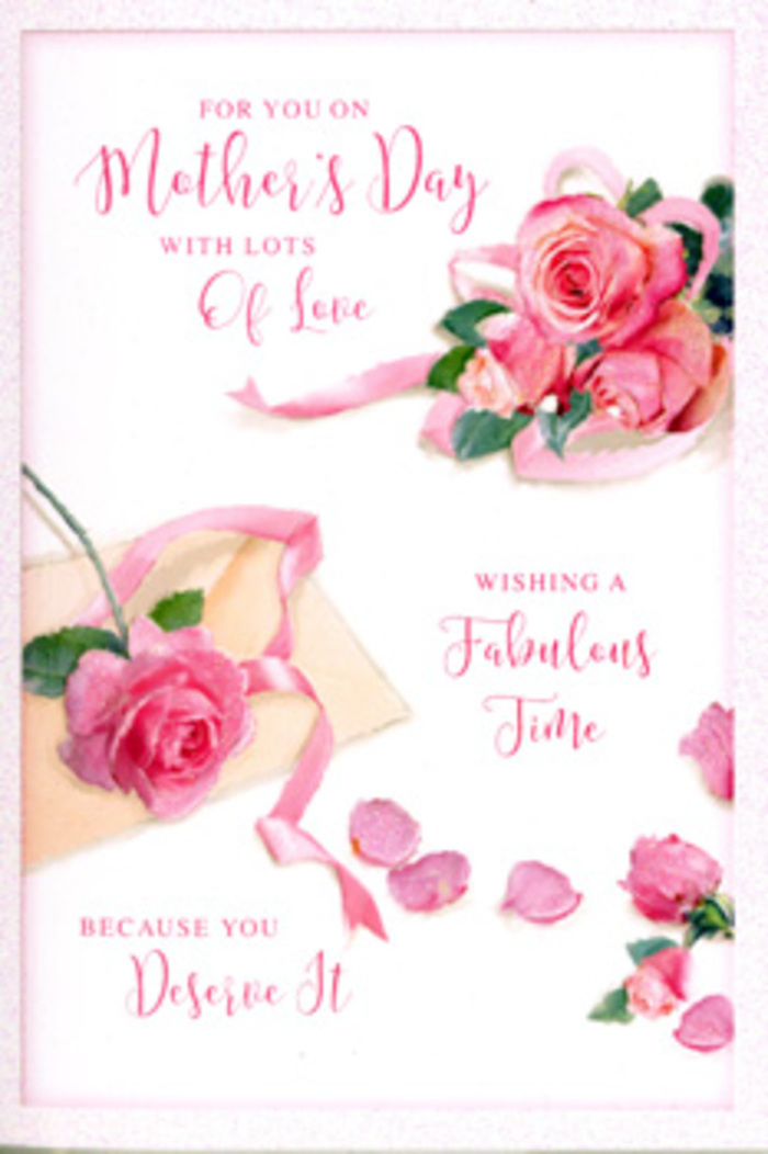 In this Mother's Day card image, the artwork captures the essence of a florist's artistry translated onto paper, with pink roses arranged in a way that feels both intentional and effortlessly natural. A central grouping of large, fully opened roses anchors the composition, their petals painted in layered blush and rose tones that echo the gentle colours often chosen for Mother's Day bouquets at Charlton Flowers. Each bloom shows careful shading, giving the impression of velvety texture and the slight curl at the edge of a fresh petal. Radiating out from this main cluster, scattered petals and smaller roses create a soft halo of colour, as if the bouquet has been gently deconstructed and laid flat. The spacing between the petals allows the creamy white background to breathe, much like open space in a well-designed arrangement, evoking the calm of early morning walks past the greens around Charlton. A pastel ribbon, subtly highlighted, winds through the roses, wrapping around the central cluster and trailing off with relaxed, looping ends that suggest a hand-tied finish. Woven through the top and side of the design, graceful calligraphy spells out warm Mother's Day sentiments in looping, connected letters. The script is fluid yet controlled, with a handmade quality that feels intimate, as if written just before the card is tucked alongside a bouquet for delivery to a home near Charlton Park. The overall lighting is soft and diffused, giving the pinks a gentle glow and the whites a serene clarity. The entire composition conveys affection, appreciation and restful beauty, making the card an ideal companion to fresh flowers sent in honour of a much-loved mum.
