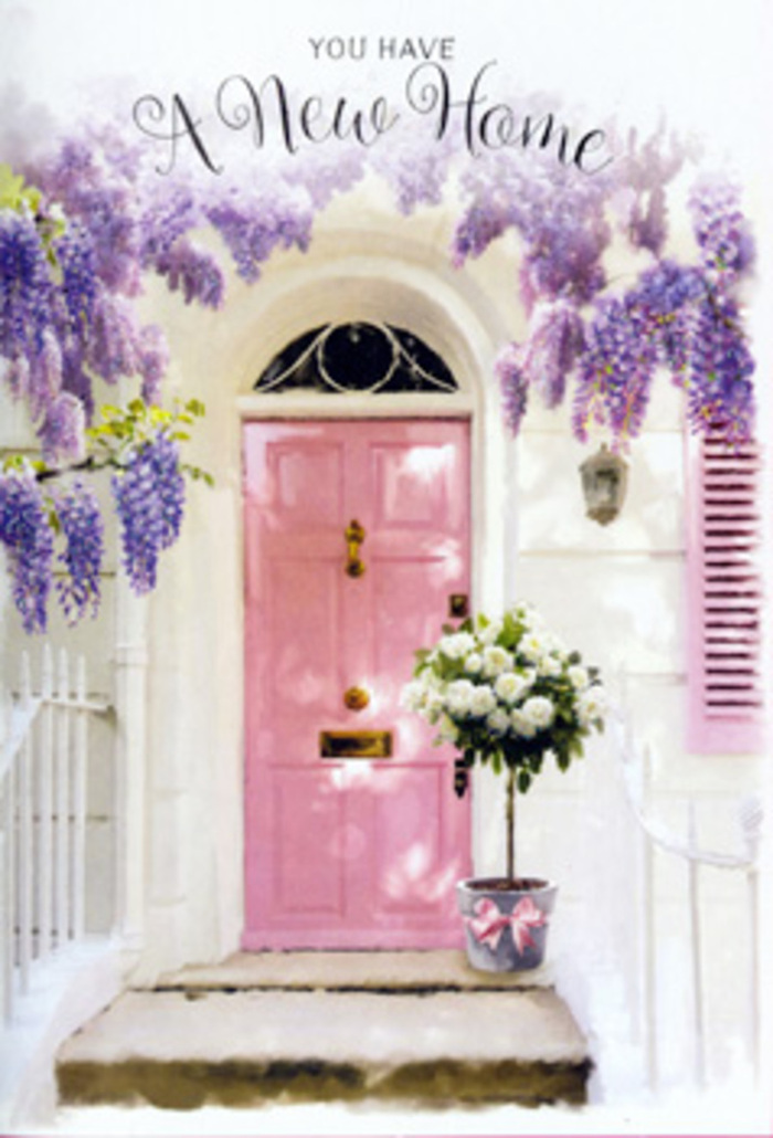 The doorway in this Charlton scene feels like a quiet promise, captured in paint and petals. The front door is washed in a soft, rosy pink, a shade that suggests comfort and warmth, as if it has been chosen carefully to greet family and friends. Surrounding the door, the walls are clean and whitewashed, their brightness reflecting the light so the pastel tones appear even gentler. On one side, a neatly painted shutter in a similar blush tone echoes the door, adding balance and a hint of classic charm, like the façades you might see strolling between Charlton Village and the green spaces nearby. Above this calm arrangement of lines and colour, wisteria tumbles in generous cascades. The blooms form clusters of lavender and pale purple, suspended from slender stems that twist and weave overhead. Their presence is almost theatrical-an ornate, natural curtain framing the doorway. Sunlight filters softly through the foliage, casting dappled shadows across the pink door and onto the step below, giving the scene a sense of depth and gentle movement. At the base of the threshold, a grey metal bucket holds a lush bouquet of white and cream roses. Each bloom appears velvety and full, the petals cupped and overlapping, some angling towards the light, others nestled deeper in the arrangement. Small sprigs of soft green foliage peek between the roses, adding freshness without overpowering their elegance. A pastel pink ribbon encircles the bucket, tied in a simple yet graceful bow that connects visually to the door and shutter above. The resulting composition feels like a carefully staged housewarming moment, perhaps arranged by Charlton Flowers for same-day delivery, meant to greet new homeowners with quiet joy, heartfelt congratulations, and a lasting sense of welcome home.
