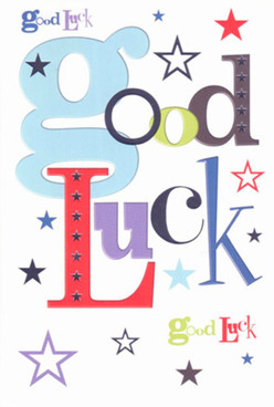 This good luck card, often selected by Charlton locals for marking life's significant transitions, is a vibrant showcase of evocative design and emotional resonance. Dominated by an oversized baby-blue 'g', supported by sturdy reds and opulent purples, the typographic medley sings against its white canvas-much like the diversity and warmth that define Charlton's heart. Scattered stars in inky blue, sky-blue, gentle lavender, and hints of moss green suggest a Milky Way arcing above Maryon Park on a clear night. Each colour and font feels intentionally placed, delivering encouragement with the same thoughtful precision found in a Charlton Flowers bouquet. Smoothing a hand over the card's flat, quality-printed surface, one can almost feel the shared excitement and anticipation radiating from every corner. Perfect for celebrating milestones-be it a first job in the area, a graduation, or a leap into the unknown-this card offers the recipient both recognition and reassurance, a tangible reminder that local support and good wishes follow wherever the roads of SE7 may lead.